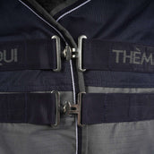 EQUITHÈME Turnout Rug Tyrex met Buikflap 600D 0g Navy/Grijs Dots EQUITHÈME Turnout Rug Tyrex met Buikflap 600D 0g Navy/Grijs Dots