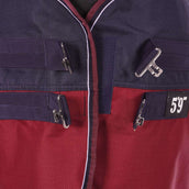EQUITHÈME Outdoordeken Tyrex 1200D 0g met Halve Hals Navy/Bordeaux EQUITHÈME Outdoordeken Tyrex 1200D 0g met Halve Hals Navy/Bordeaux