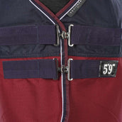 EQUITHÈME Outdoordeken Tyrex 1200D 350g met Hals Navy/Bordeaux EQUITHÈME Outdoordeken Tyrex 1200D 350g met Hals Navy/Bordeaux
