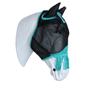 WeatherBeeta Vliegenmasker ComFiTec Deluxe Fine Mesh met Oren en Franjes Zwart/Turquoise WeatherBeeta Vliegenmasker ComFiTec Deluxe Fine Mesh met Oren en Franjes Zwart/Turquoise