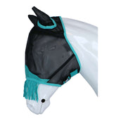 WeatherBeeta Vliegenmasker ComFiTec Deluxe Fine Mesh met Oren en Franjes Zwart/Turquoise WeatherBeeta Vliegenmasker ComFiTec Deluxe Fine Mesh met Oren en Franjes Zwart/Turquoise