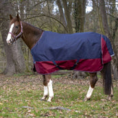 EQUITHÈME Outdoordeken Tyrex 1200D 150g Navy/Bordeaux EQUITHÈME Outdoordeken Tyrex 1200D 150g Navy/Bordeaux