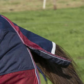 EQUITHÈME Outdoordeken Tyrex 1200D 0g met Halve Hals Navy/Bordeaux EQUITHÈME Outdoordeken Tyrex 1200D 0g met Halve Hals Navy/Bordeaux