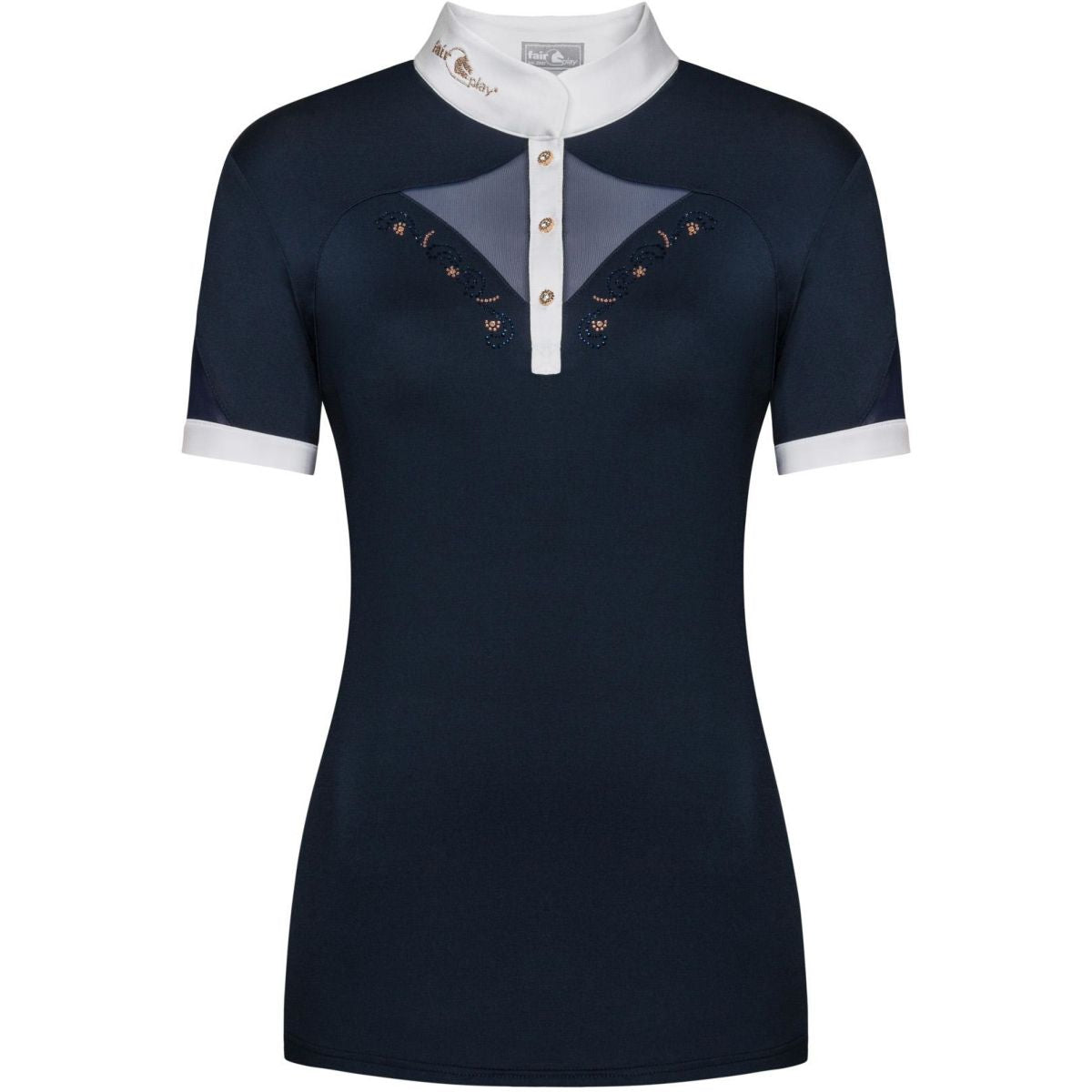 Fair Play Wedstrijdshirt Cathrine Rosegold Korte Mouw Navy/Wit