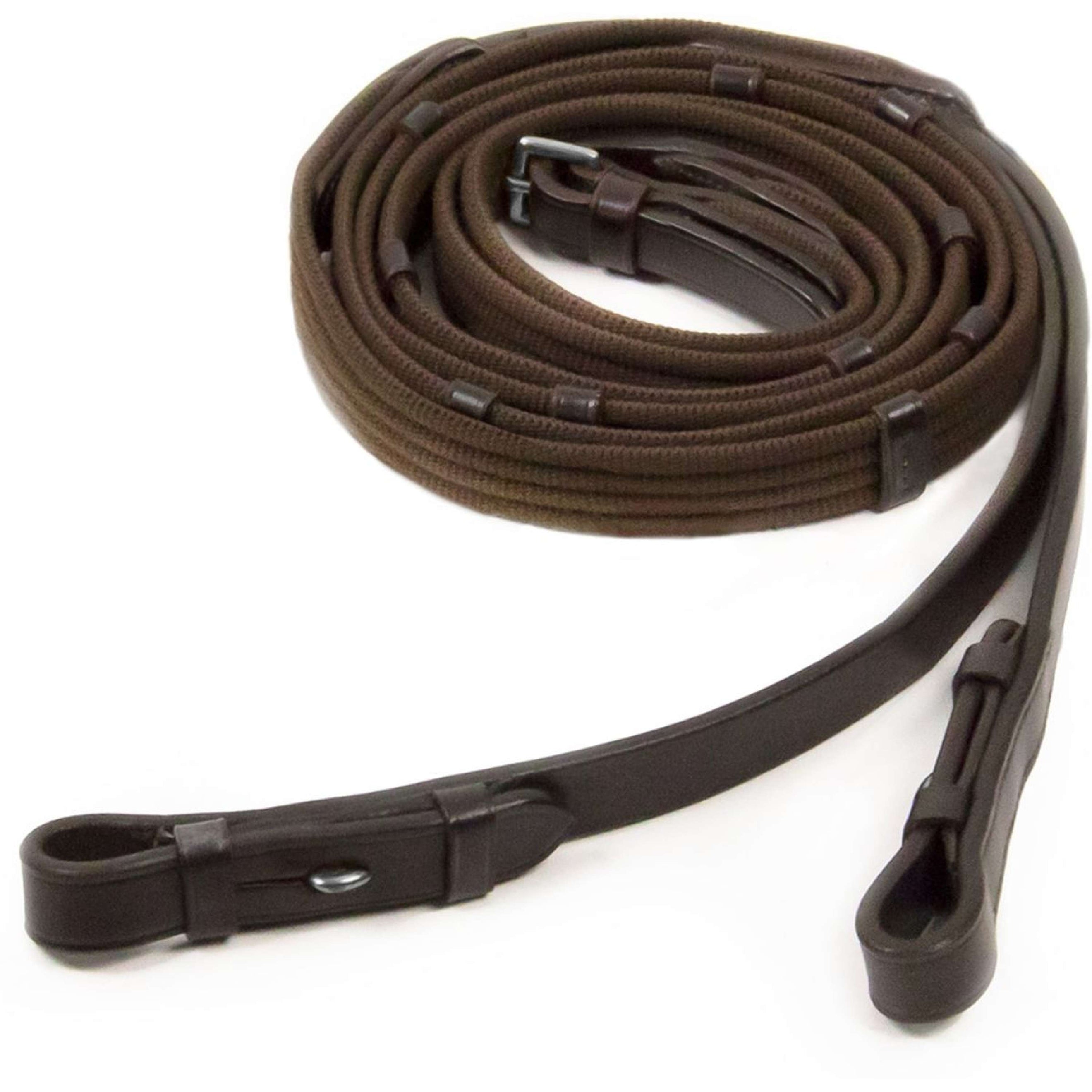 Schockemöhle Teugels Webband met Stops Donkerbruin/Zilver Schockemöhle Teugels Webband met Stops Donkerbruin/Zilver