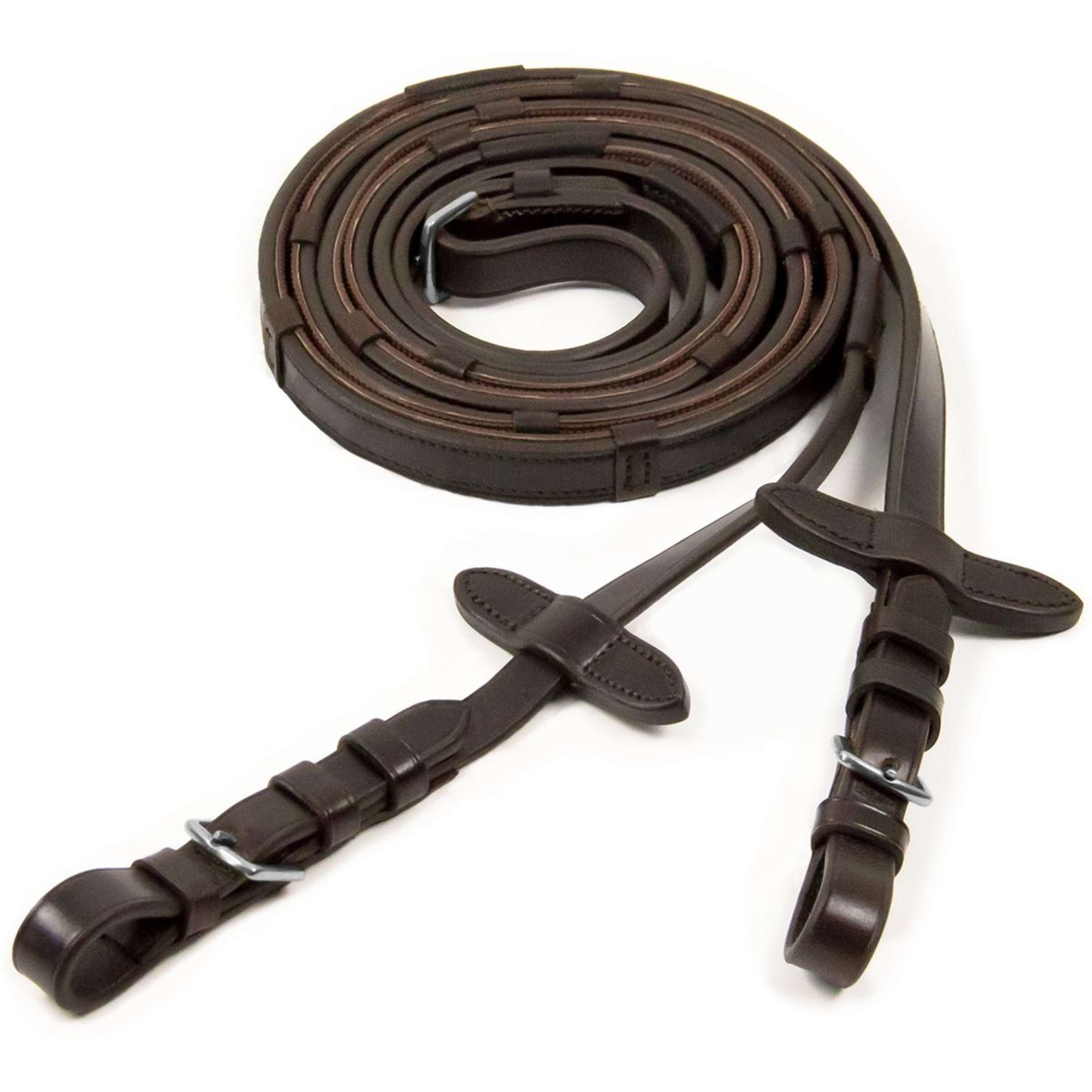 Schockemöhle Teugels Rubber/Leer met Gespen Donkerbruin/Zilver Schockemöhle Teugels Rubber/Leer met Gespen Donkerbruin/Zilver