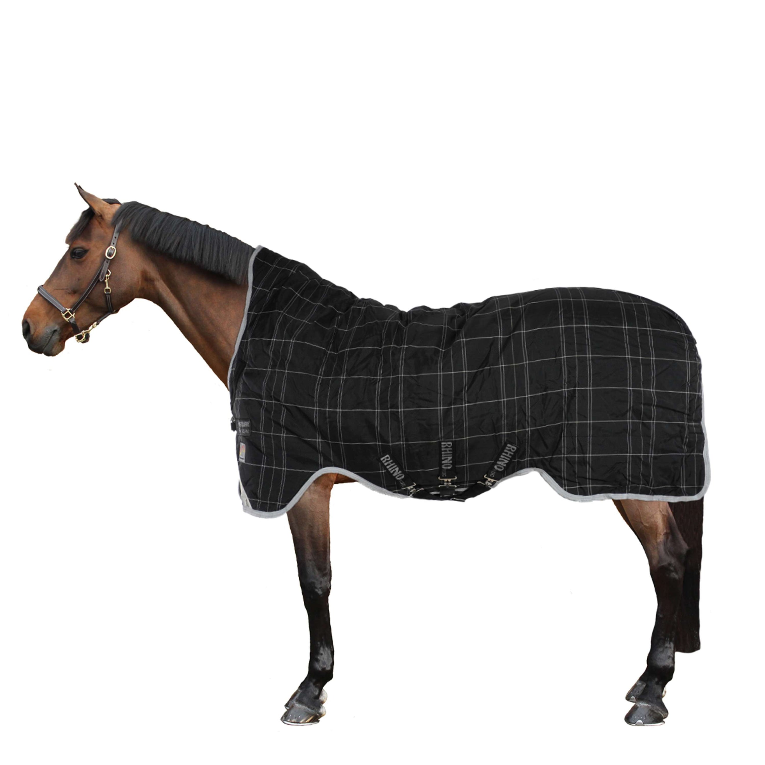 Rhino Wug Turnout Heavy Varilayer 450g Black/Grey/White Check & Gray Rhino Wug Turnout Heavy Varilayer 450g Black/Grey/White Check & Gray