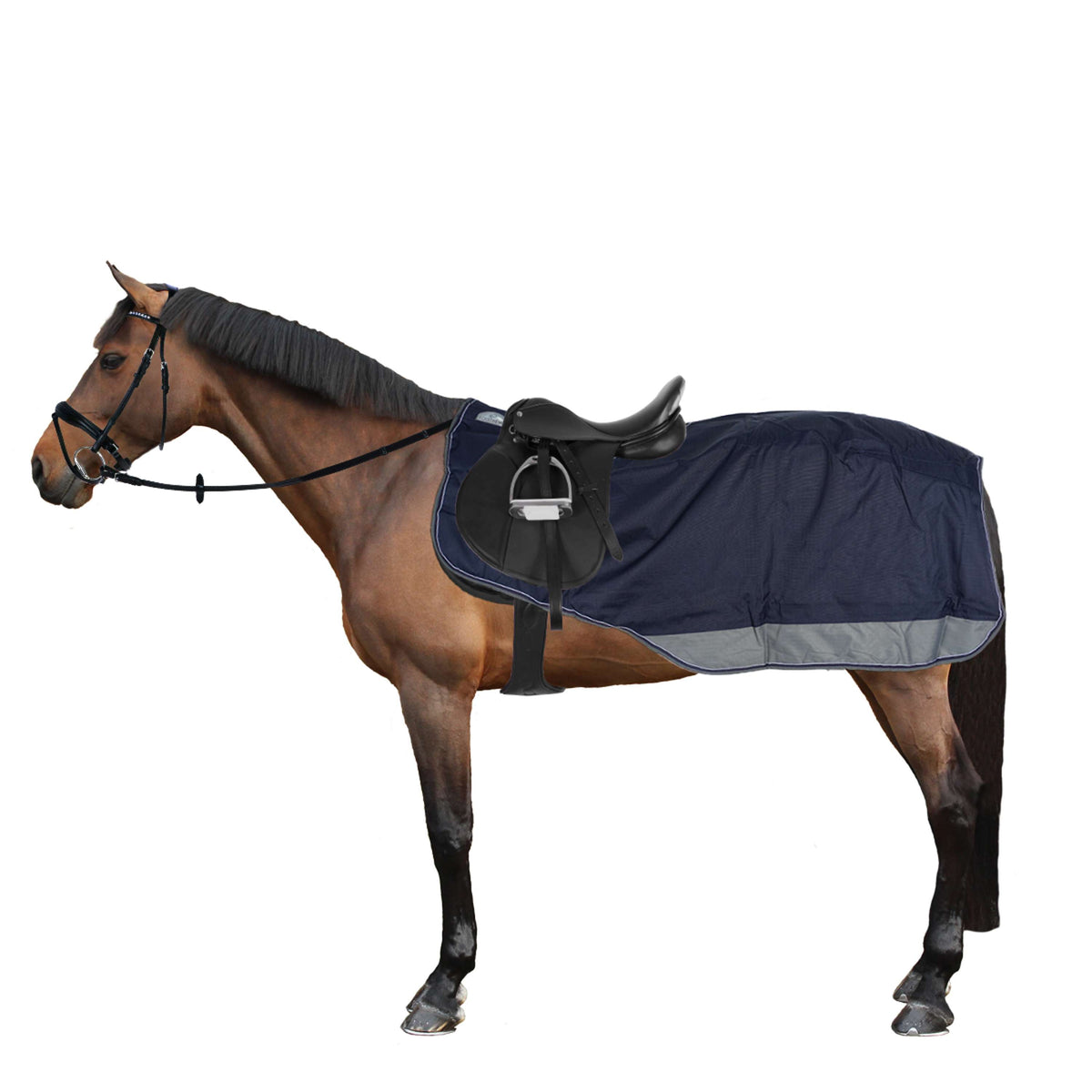 EQUITHÈME Uitrijdeken Tyrex Polar Fleece 600D Navy/Grijs Dots