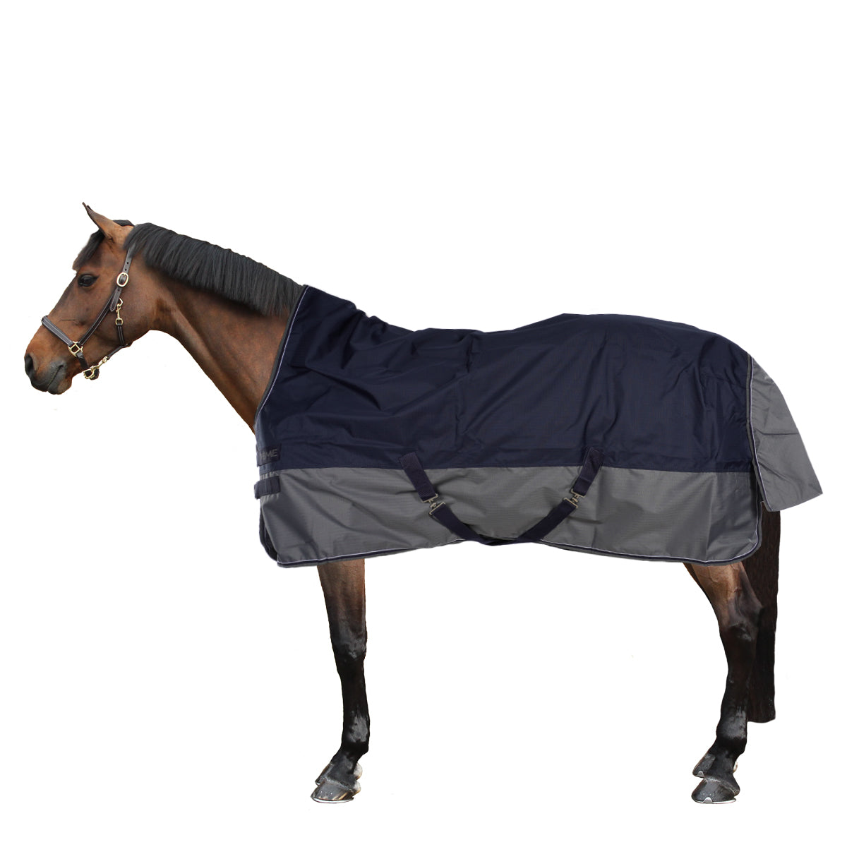 EQUITHÈME Turnout Rug Tyrex High Neck 600D 0g Marineblauw/Grijs