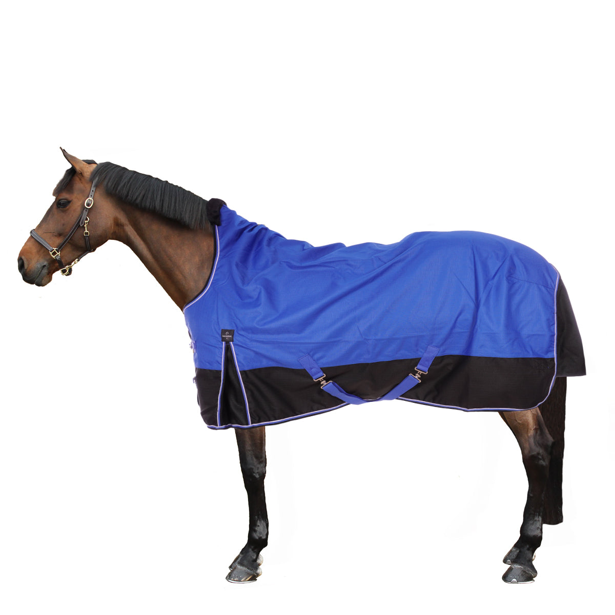 EQUITHÈME Outdoordeken Tyrex 1200D Aisance 0g met Halve Hals Blauw/Zwart