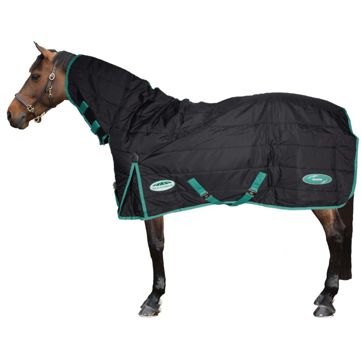 Weatherbeeta Staldeken Green-Tec Stable Combo Neck Medium/Lite 150D 150g Zwart/Bottle Green