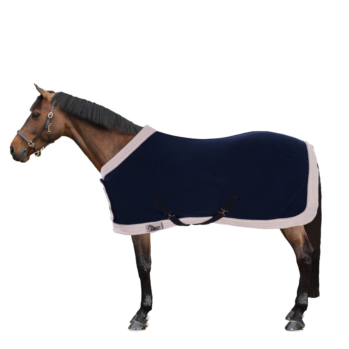 Harry's Horse Fleecedeken Staatsiemodel Met Borstflap Navy