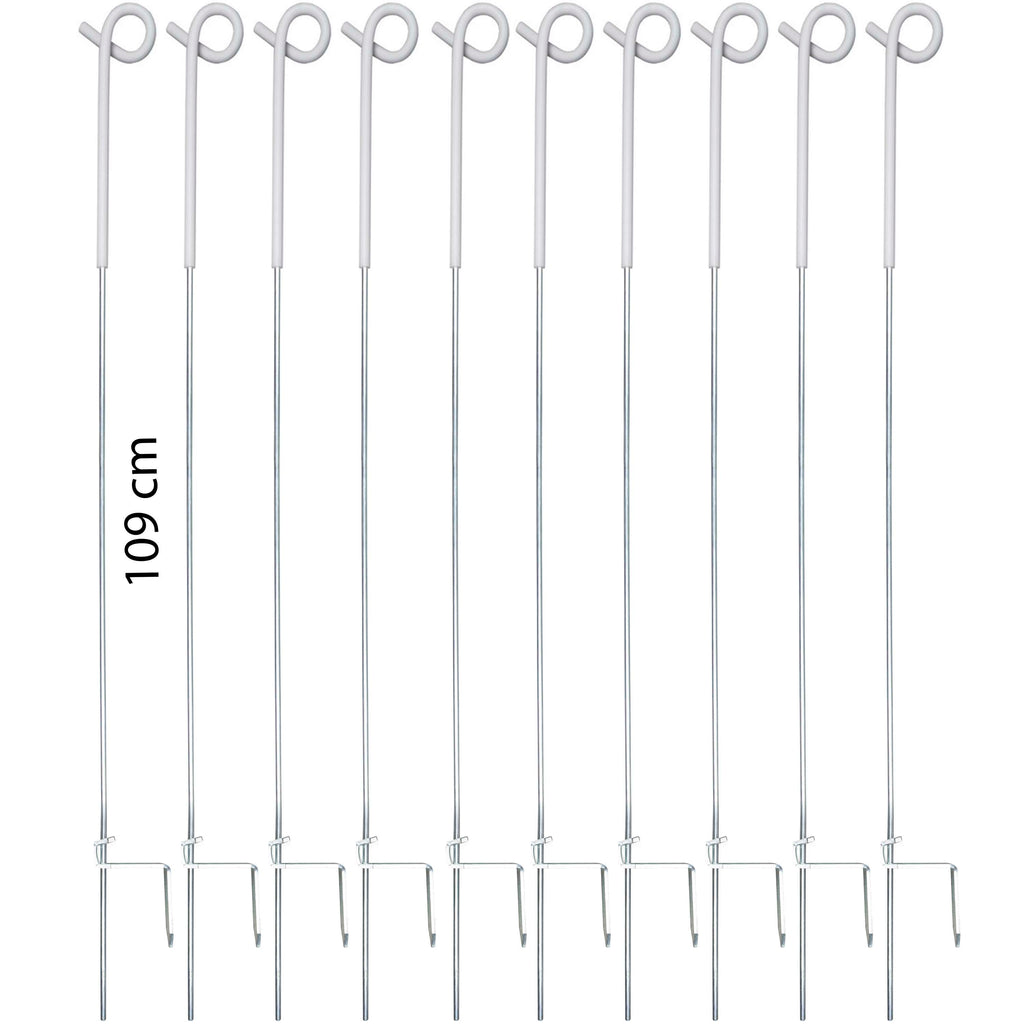 Agradi Power Veerstalenpaal met Krul 10 Stuks Metaal 109cm Wit