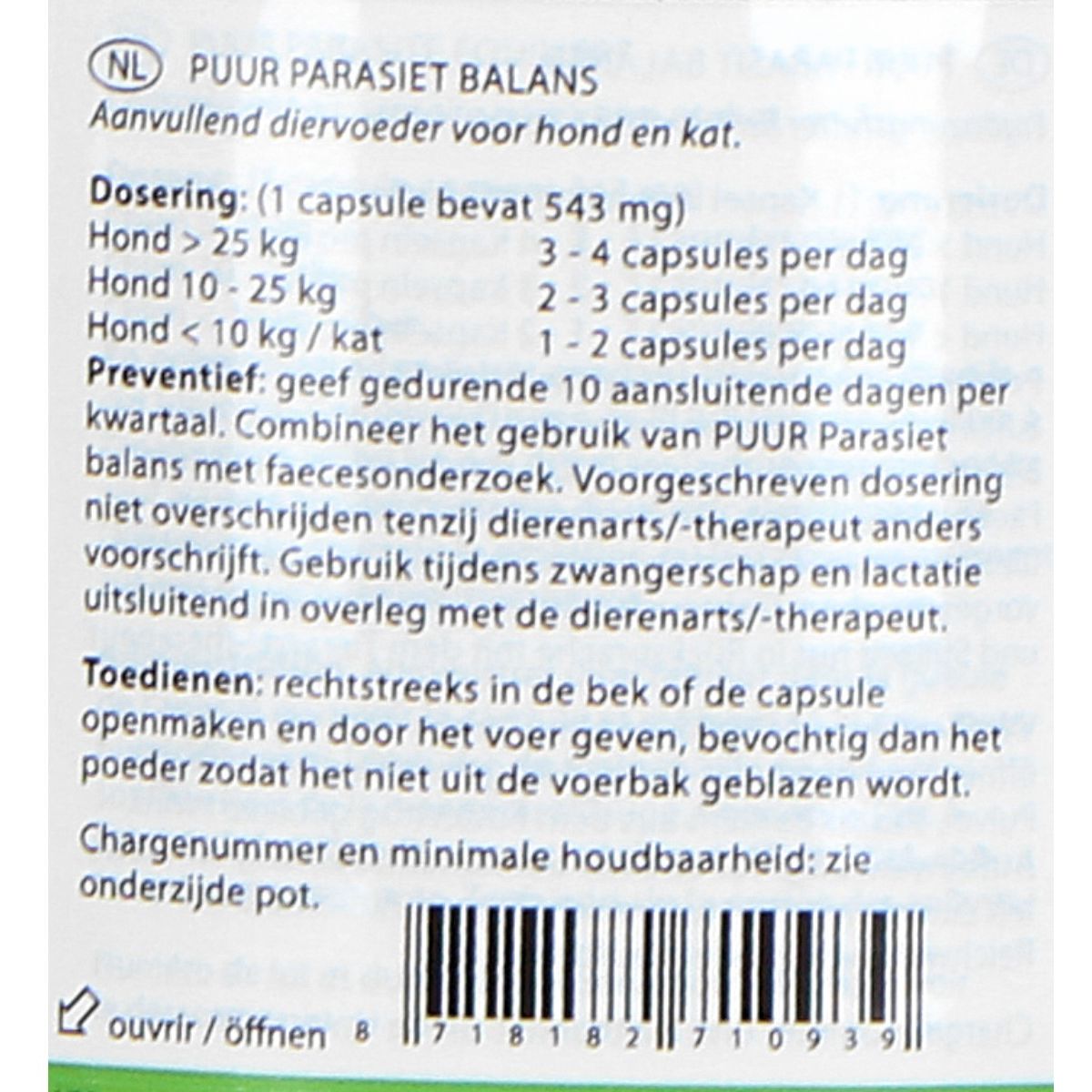 PUUR Parasitus / Parasiet Balans Hond/Kat