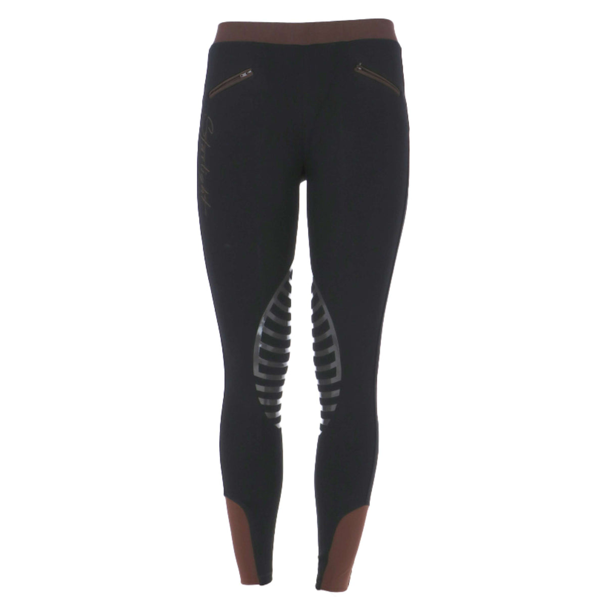 HKM Rijlegging Starlight Silicoonknievlak Dames Zwart/Bruin