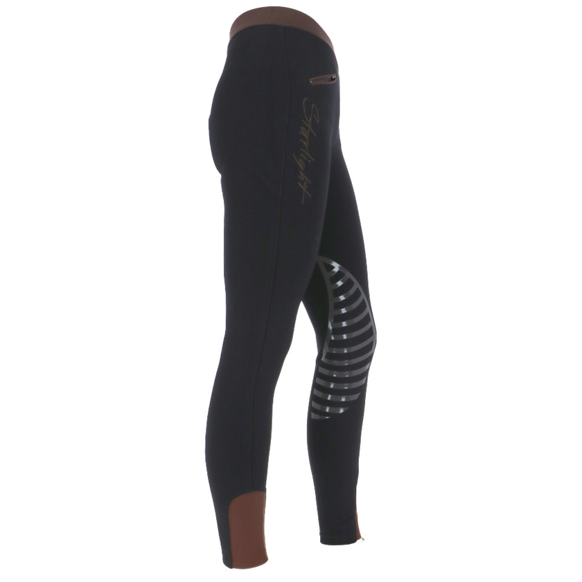 HKM Rijlegging Starlight Silicoonknievlak Dames Zwart/Bruin