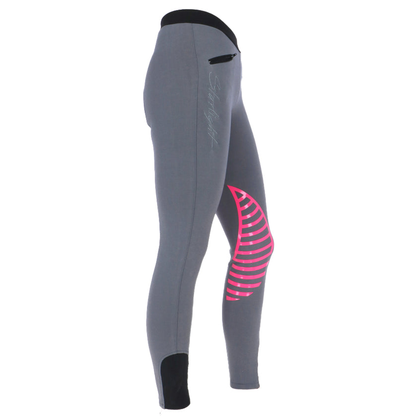 HKM Rijlegging Starlight Silicoonknievlak Dames Lichtgrijs/Roze