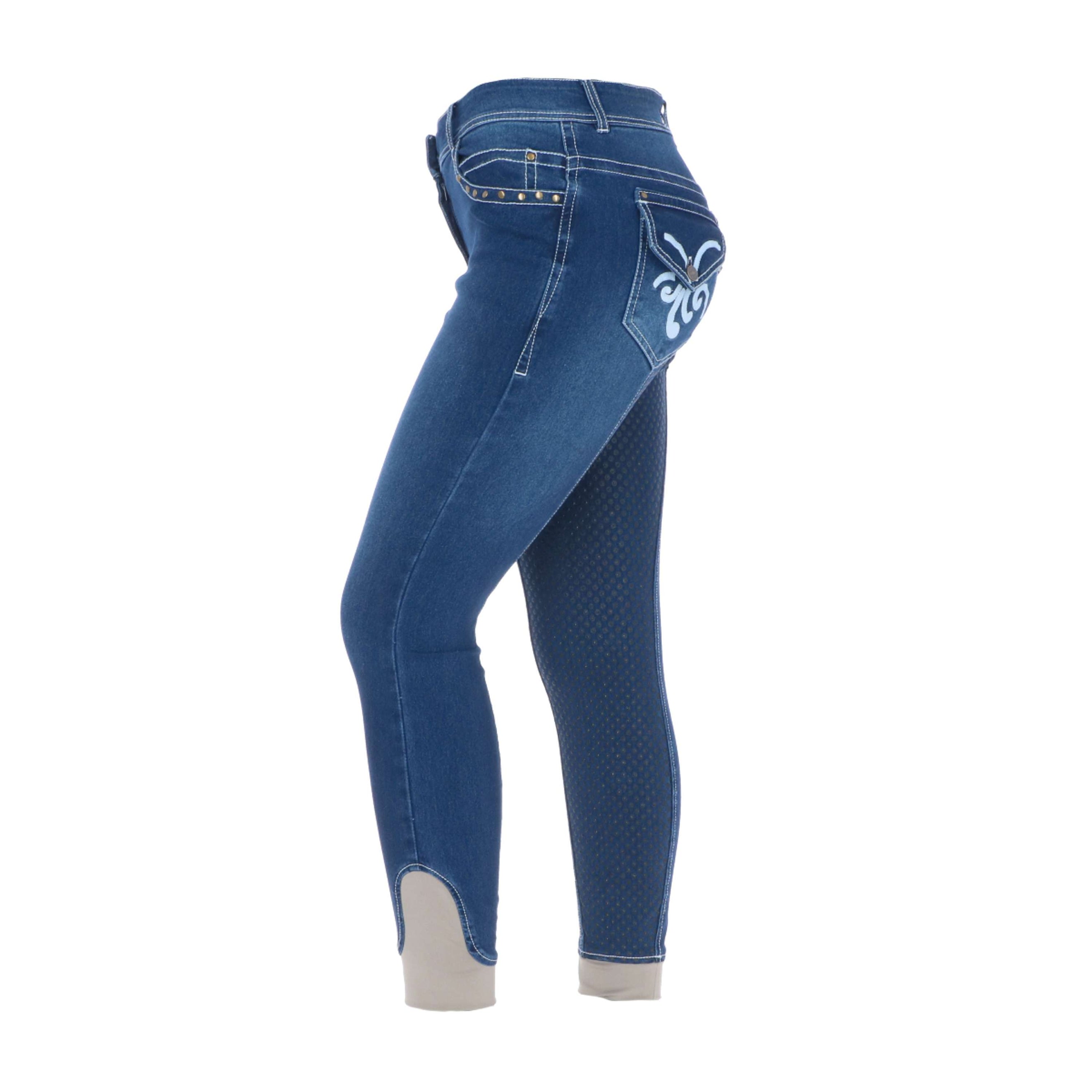HKM Rijbroek Pasadena Summer Denim Siliconen Zitvlak Jeans Blauw HKM Rijbroek Pasadena Summer Denim Siliconen Zitvlak Jeans Blauw