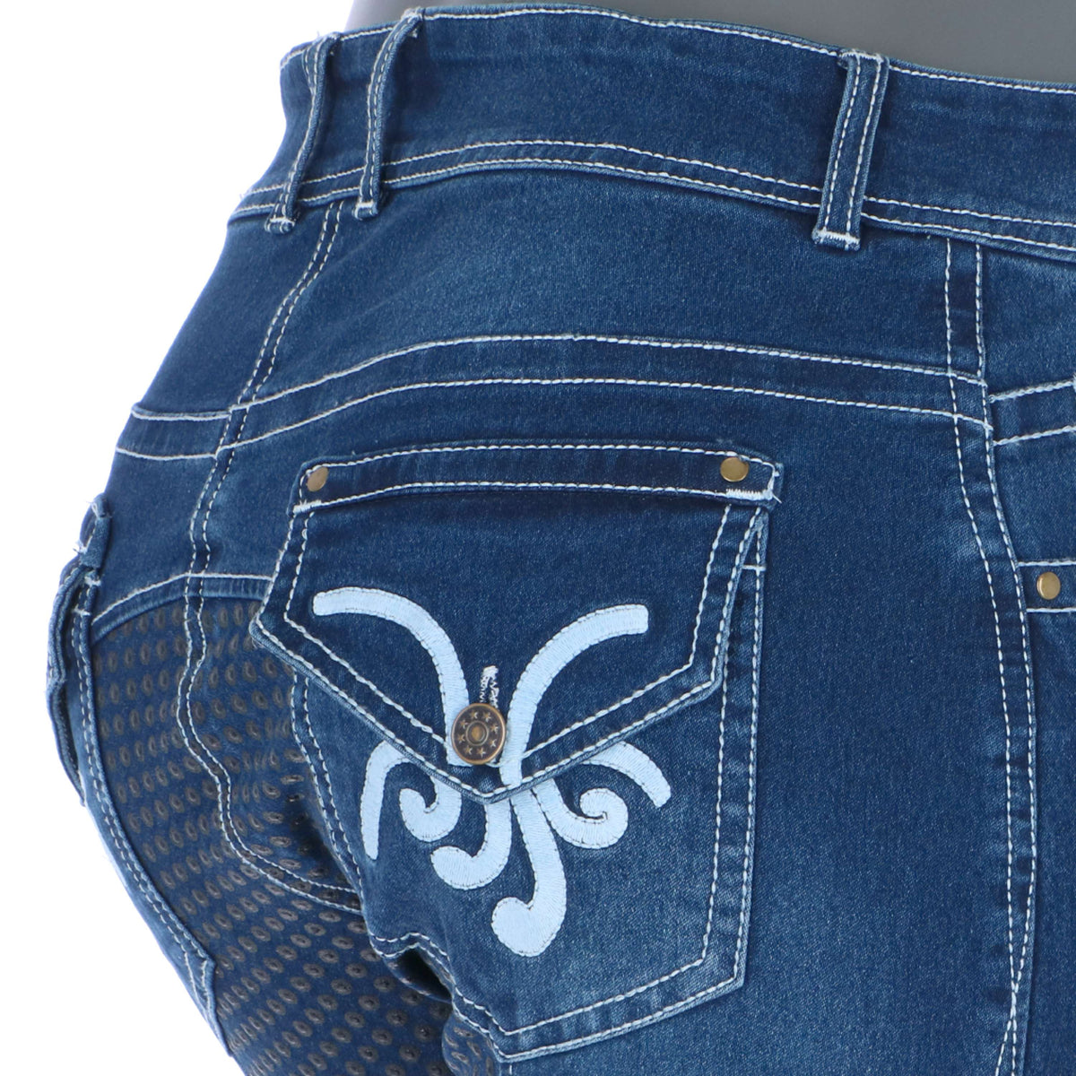 HKM Rijbroek Pasadena Summer Denim Siliconen Zitvlak Jeans Blauw