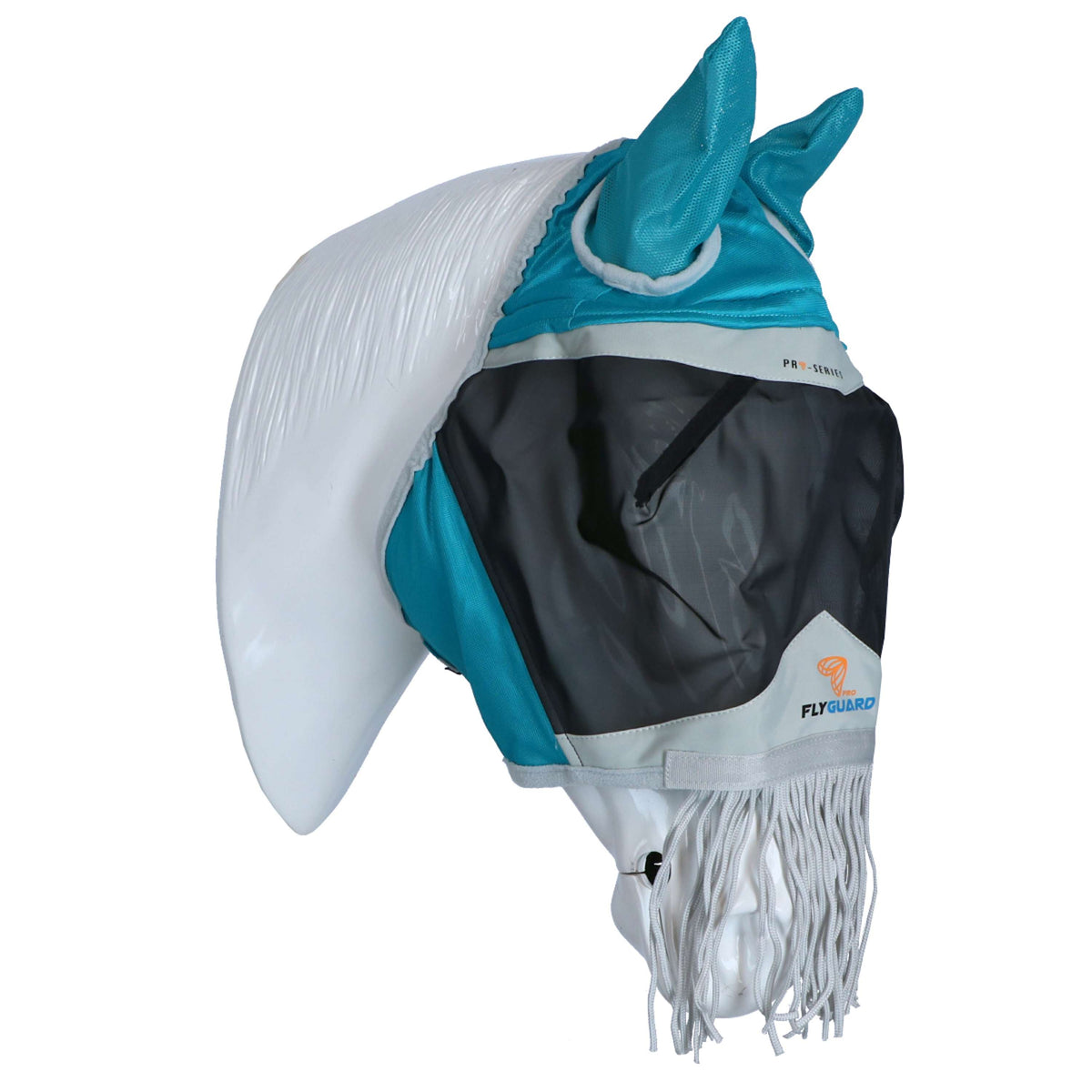 Shires Vliegenmasker met Oren & Neus Franje Mesh Teal