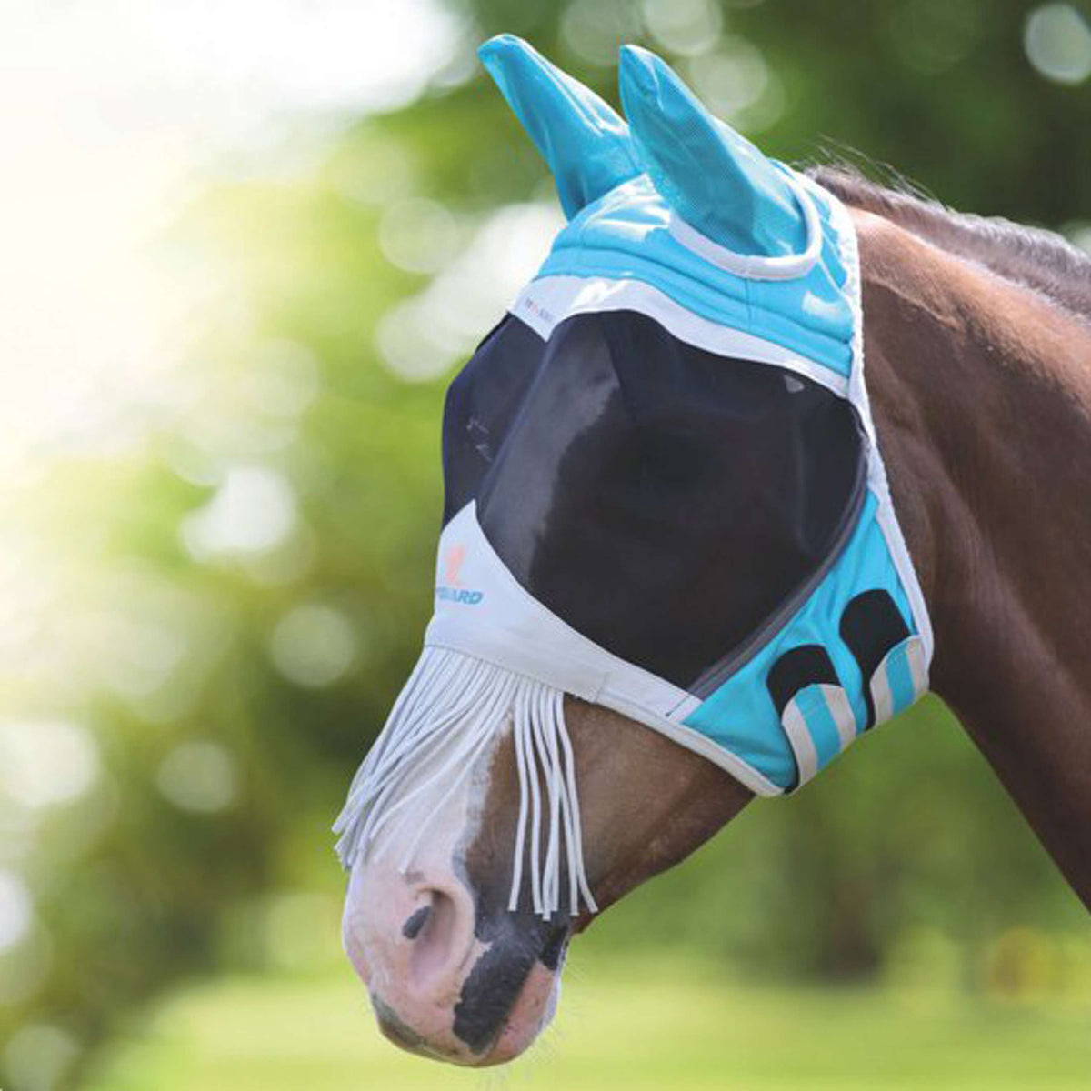 Shires Vliegenmasker met Oren & Neus Franje Mesh Teal