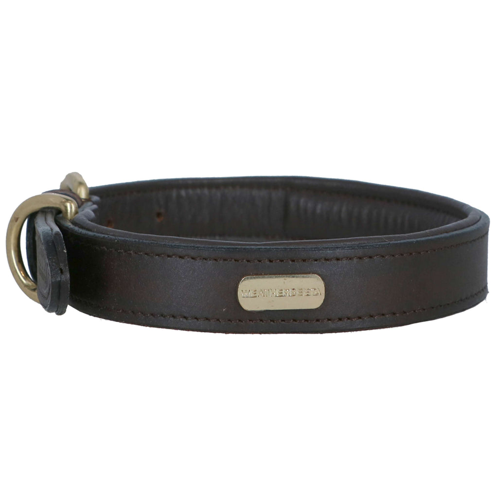 WeatherBeeta Dog Collar Padded Leather Brown