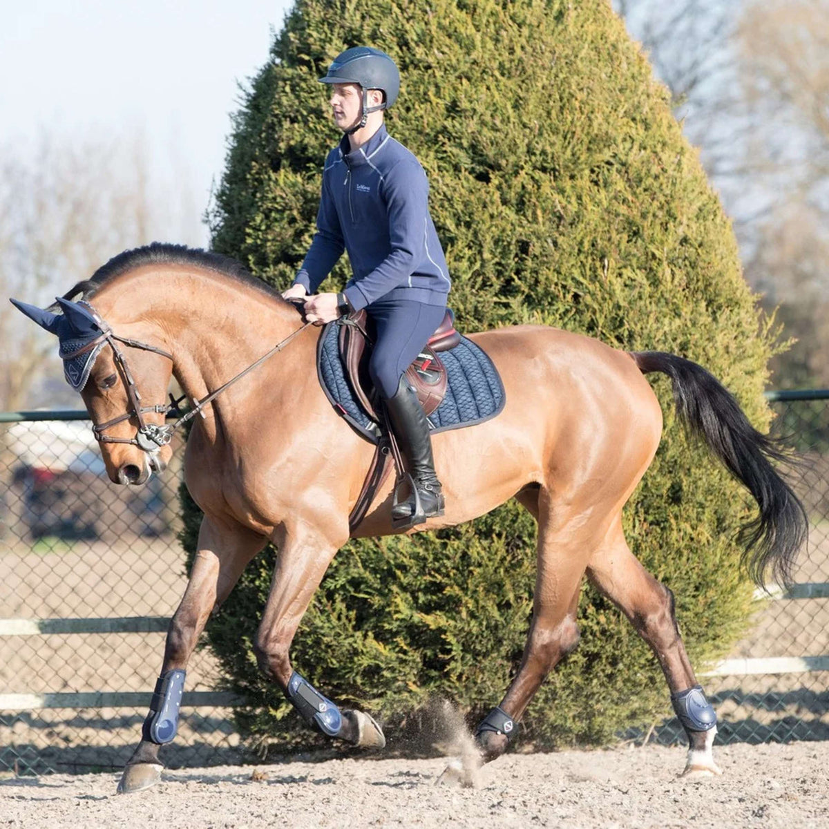 LeMieux Zadeldekje Carbon Mesh Air Square CC Navy