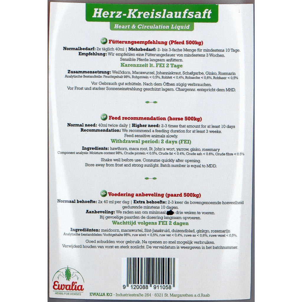 Ewalia Heart- and Circulation Liquid Paard