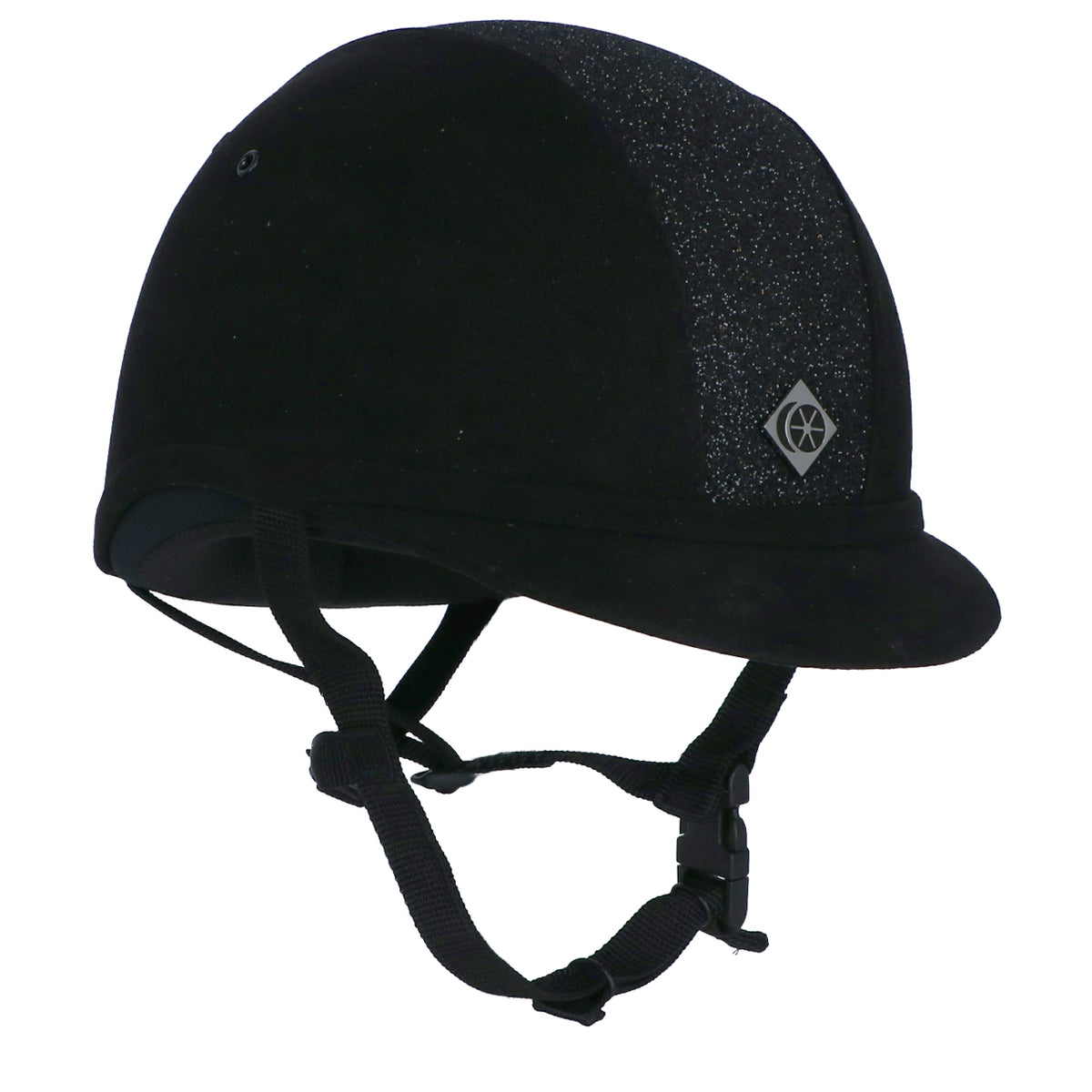 Charles Owen Cap YR8 Sparkly Centre Round Black