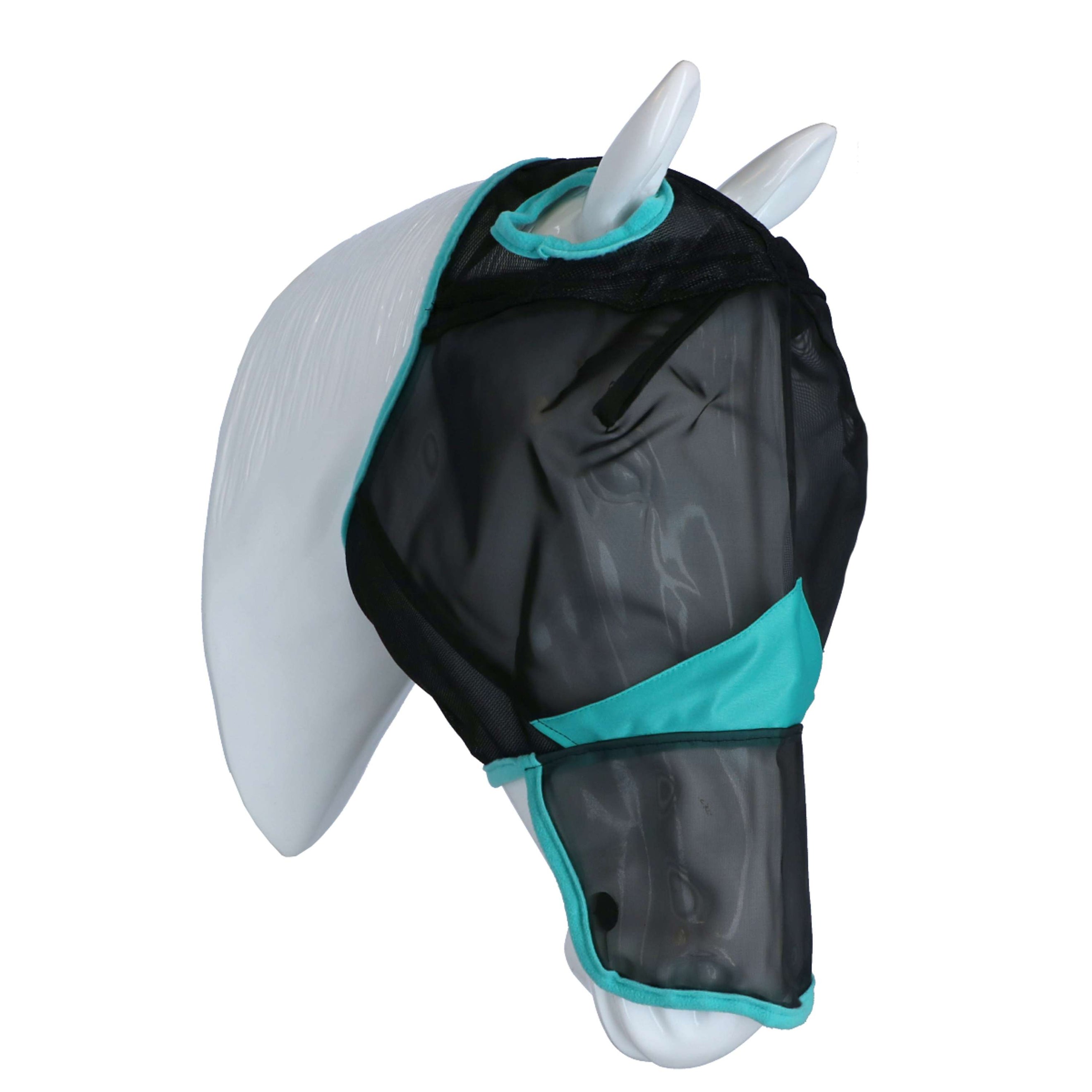 Weatherbeeta Vliegenmasker Comfitec Fine Mesh met Neus Zwart/Turquoise