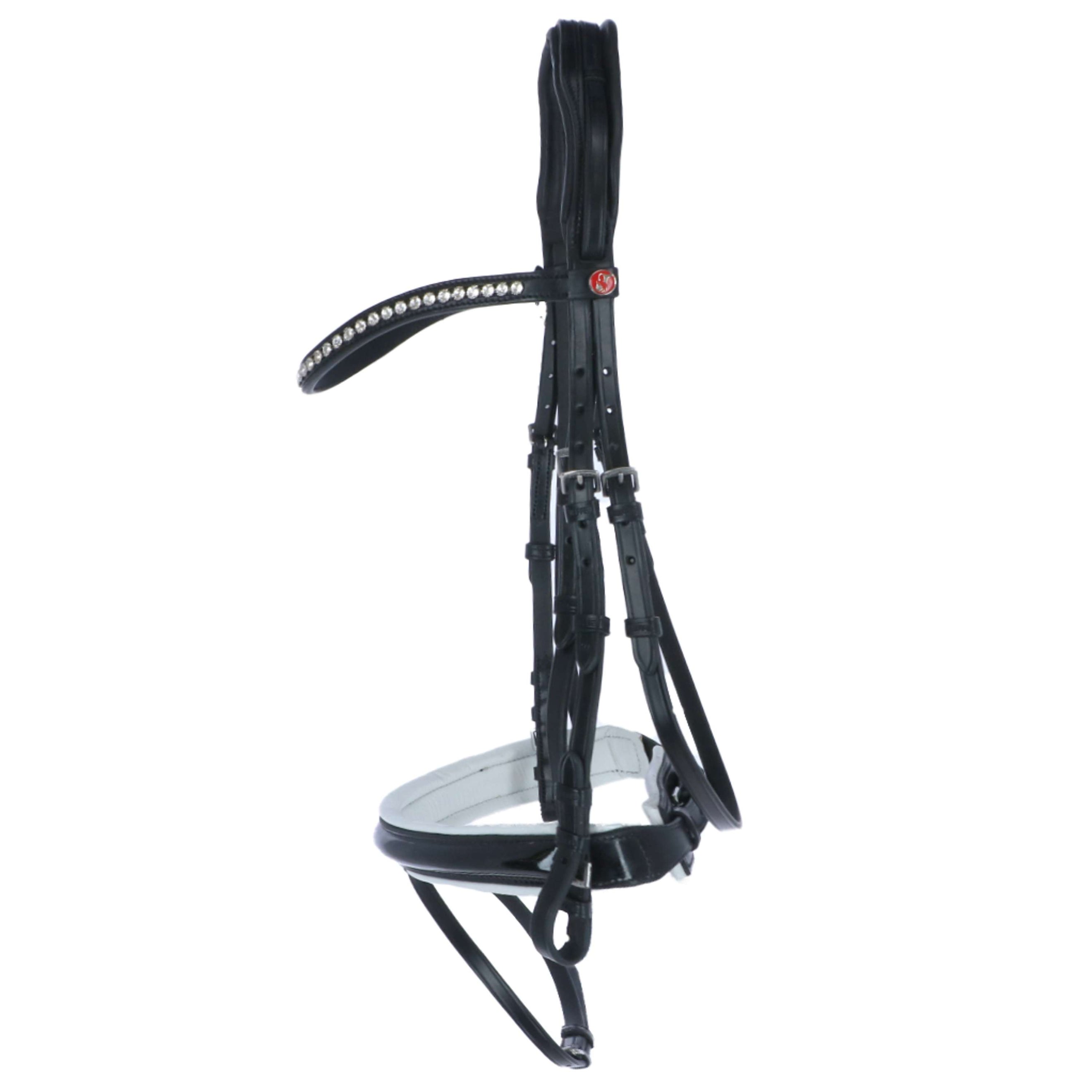 Kieffer Trenshoofdstel Comfort Paris Engelse Neusriem met Sperriem Zwart/Wit Kieffer Trenshoofdstel Comfort Paris Engelse Neusriem met Sperriem Zwart/Wit