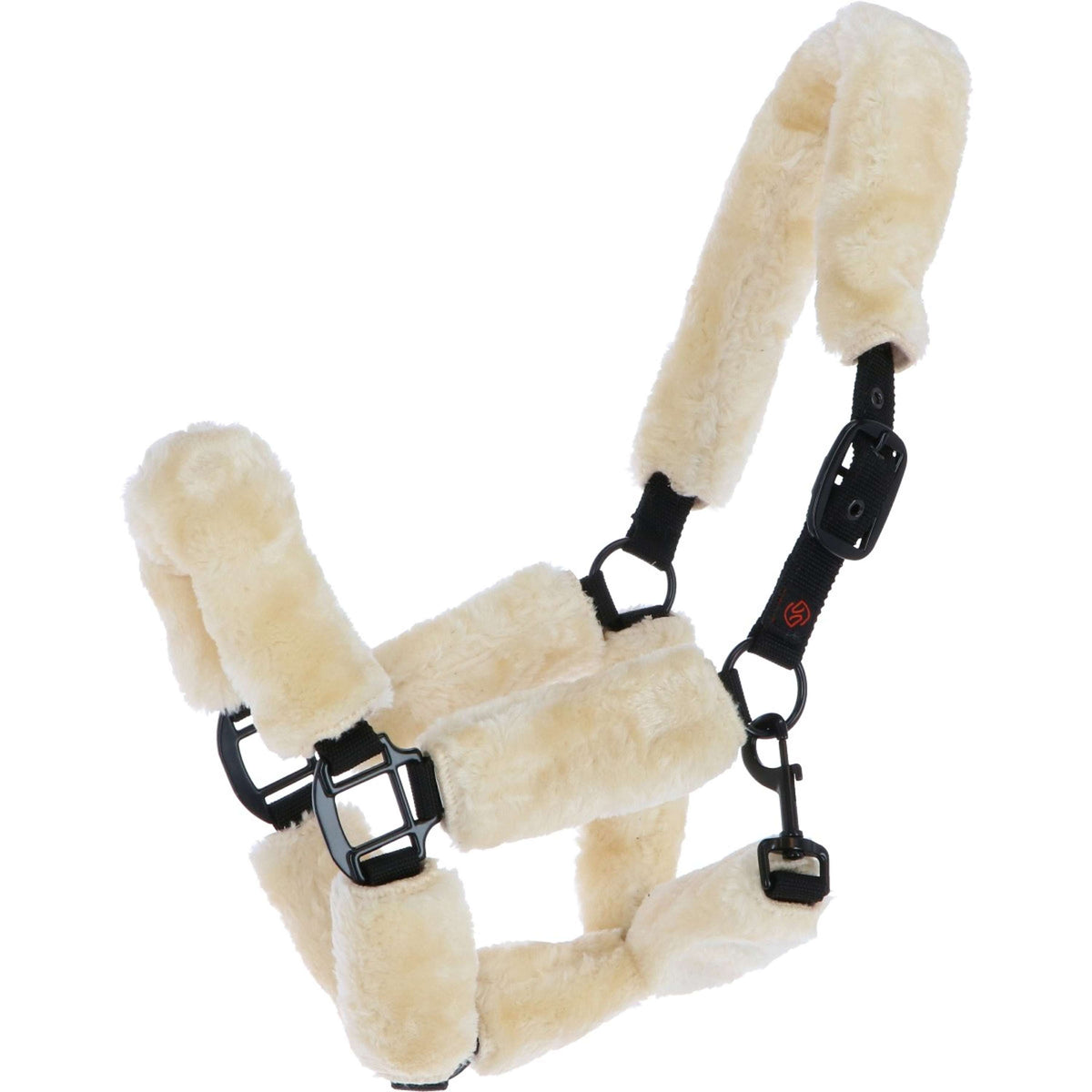 One Equestrian Halster Sheepskin Nylon Zwart