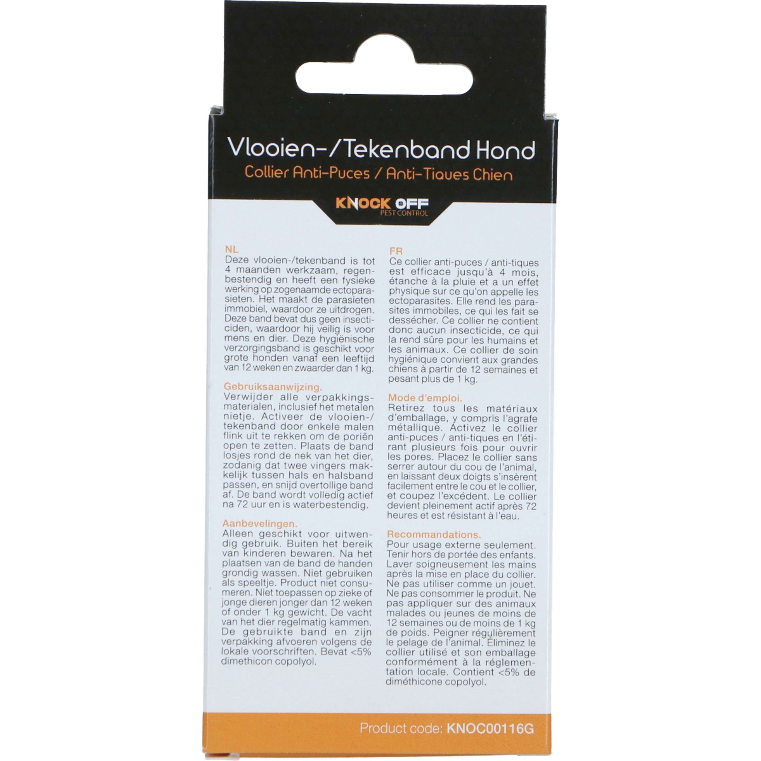 Knock Off Teken en Vlooien Halsband Hond NL/FR Knock Off Teken en Vlooien Halsband Hond NL/FR