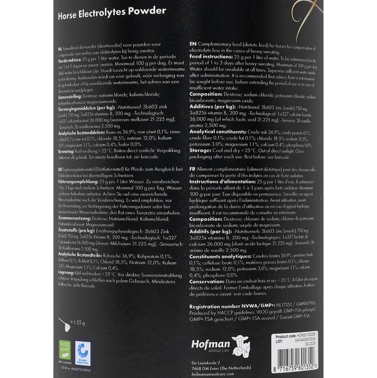 Excellent Electrolytes Poeder met B2 Emmer