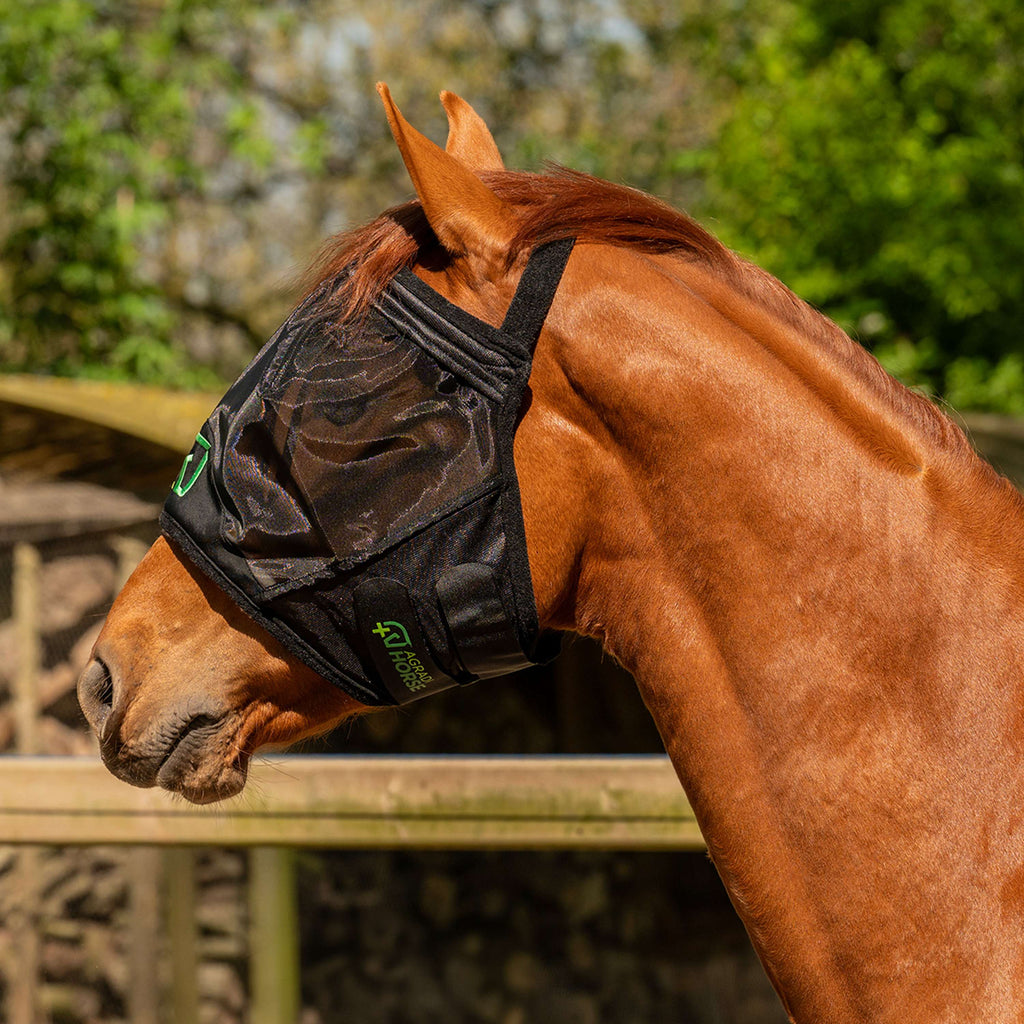 Agradi Horse Vliegenmasker Fine Mesh zonder Oren Zwart