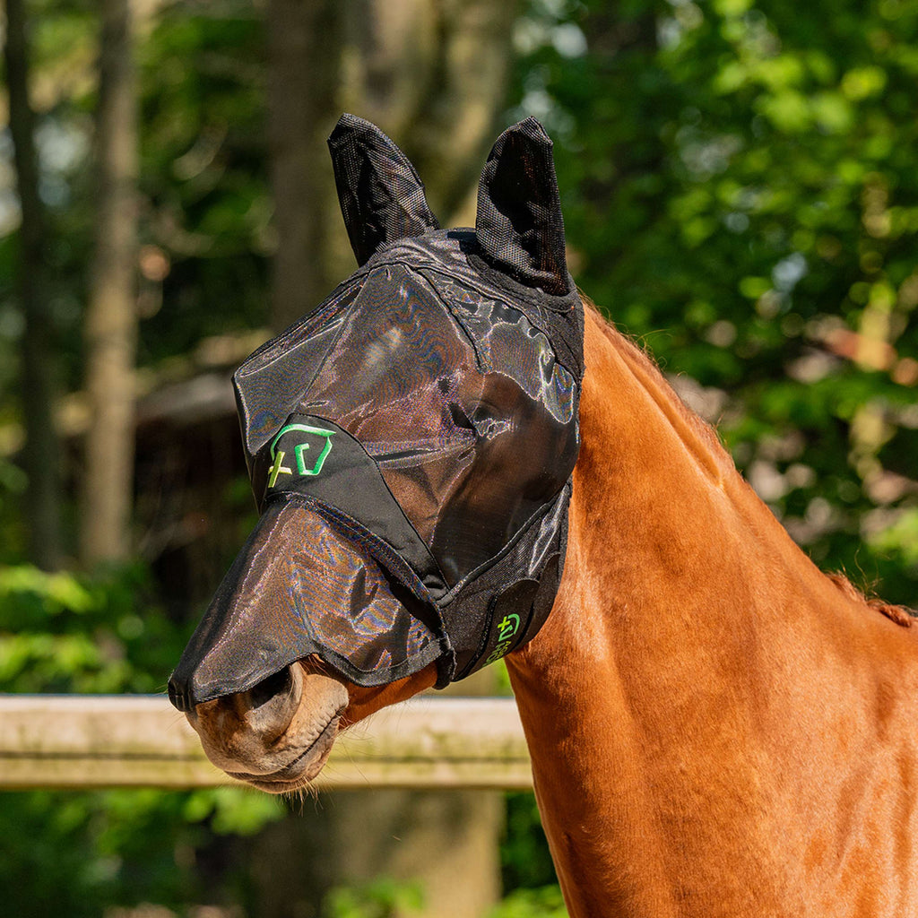 Agradi Horse Vliegenmasker Fine Mesh met Oren en Neus Zwart