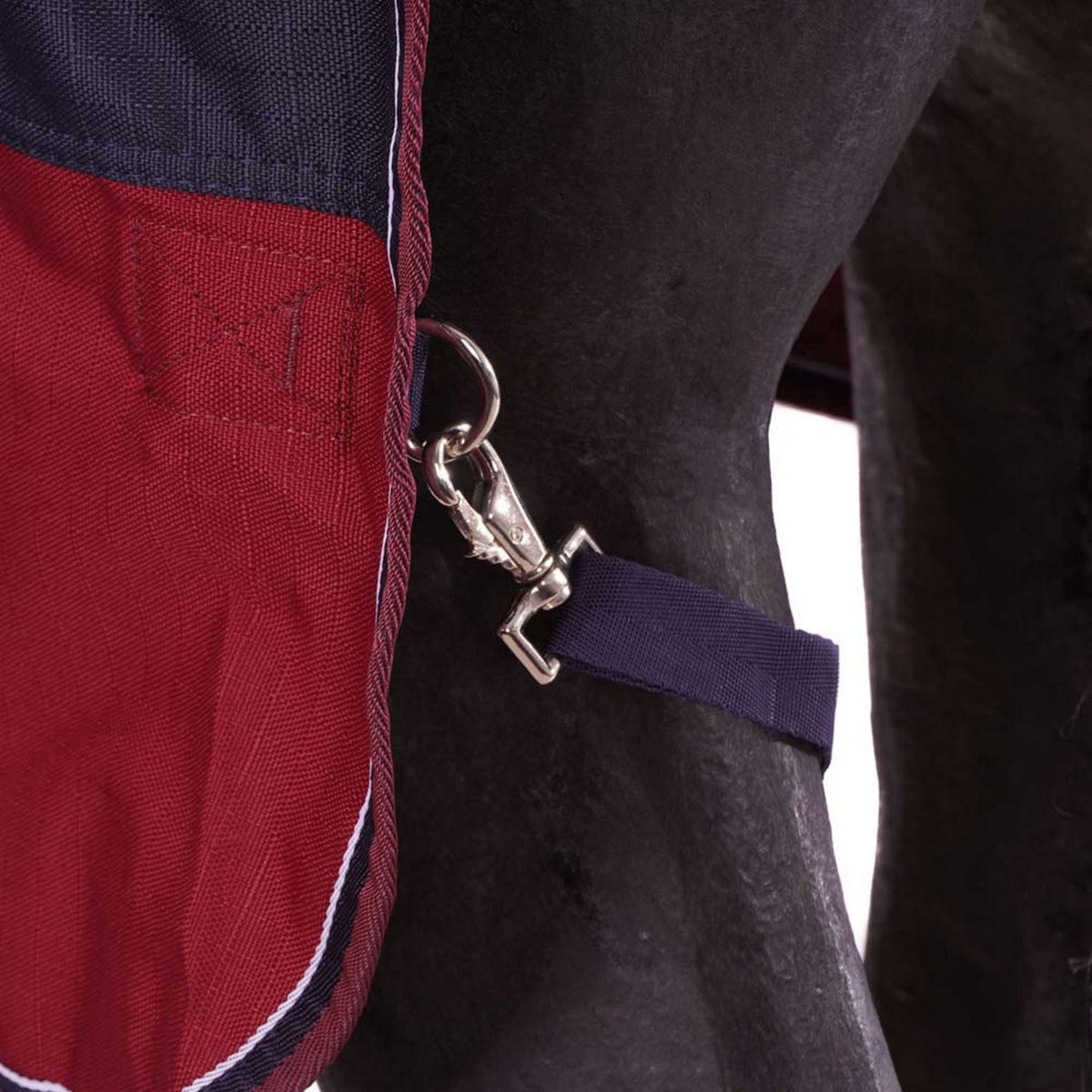 EQUITHÈME Outdoordeken Tyrex 1200D 0g met Halve Hals Navy/Bordeaux