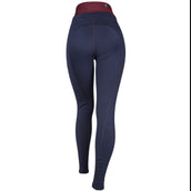 EQUITHÈME Rijlegging Tea Pull-On Siliconen Kniestukken Marineblauw/Pruim Rood