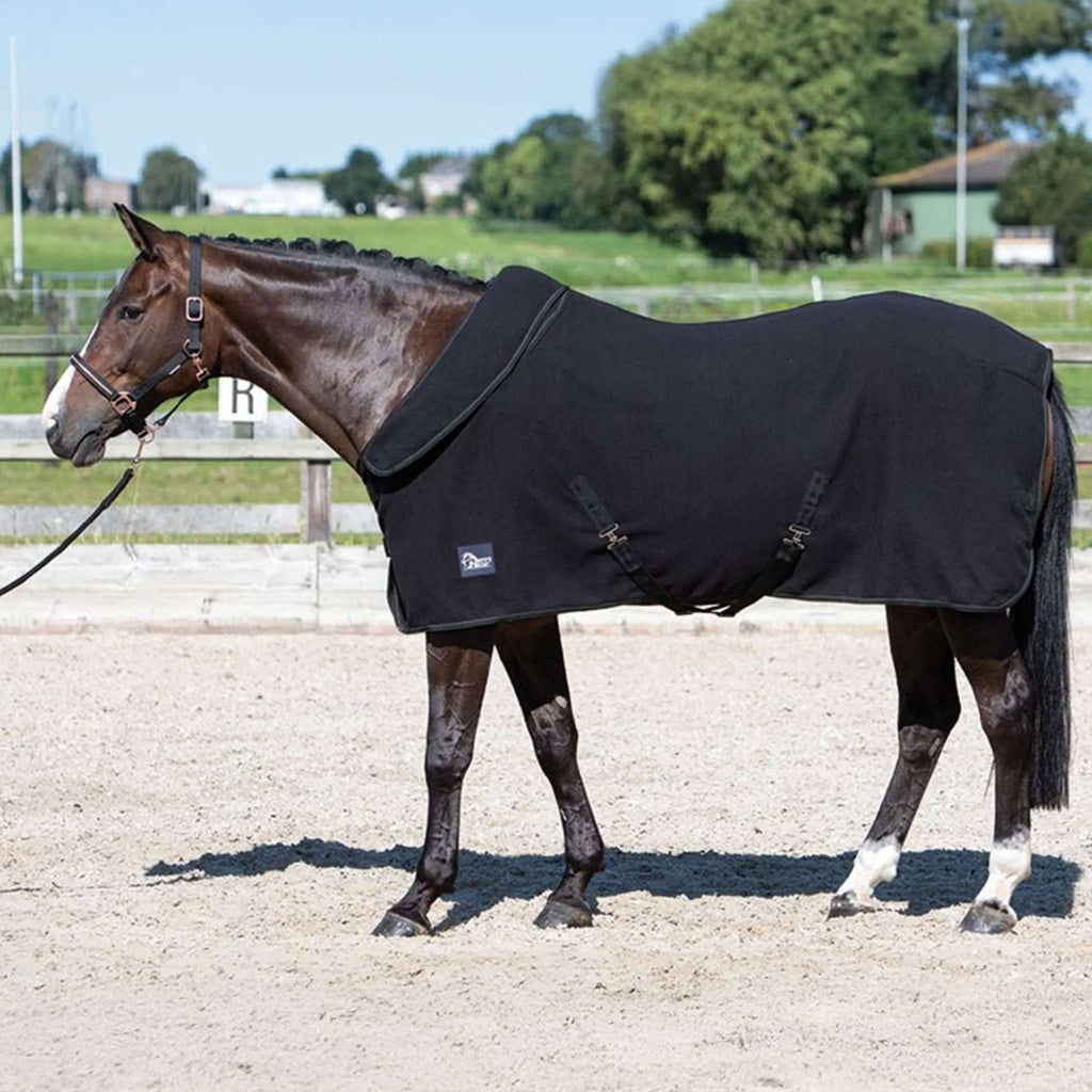 Harry's Horse Fleecedeken met Oprolbare Hals Zwart