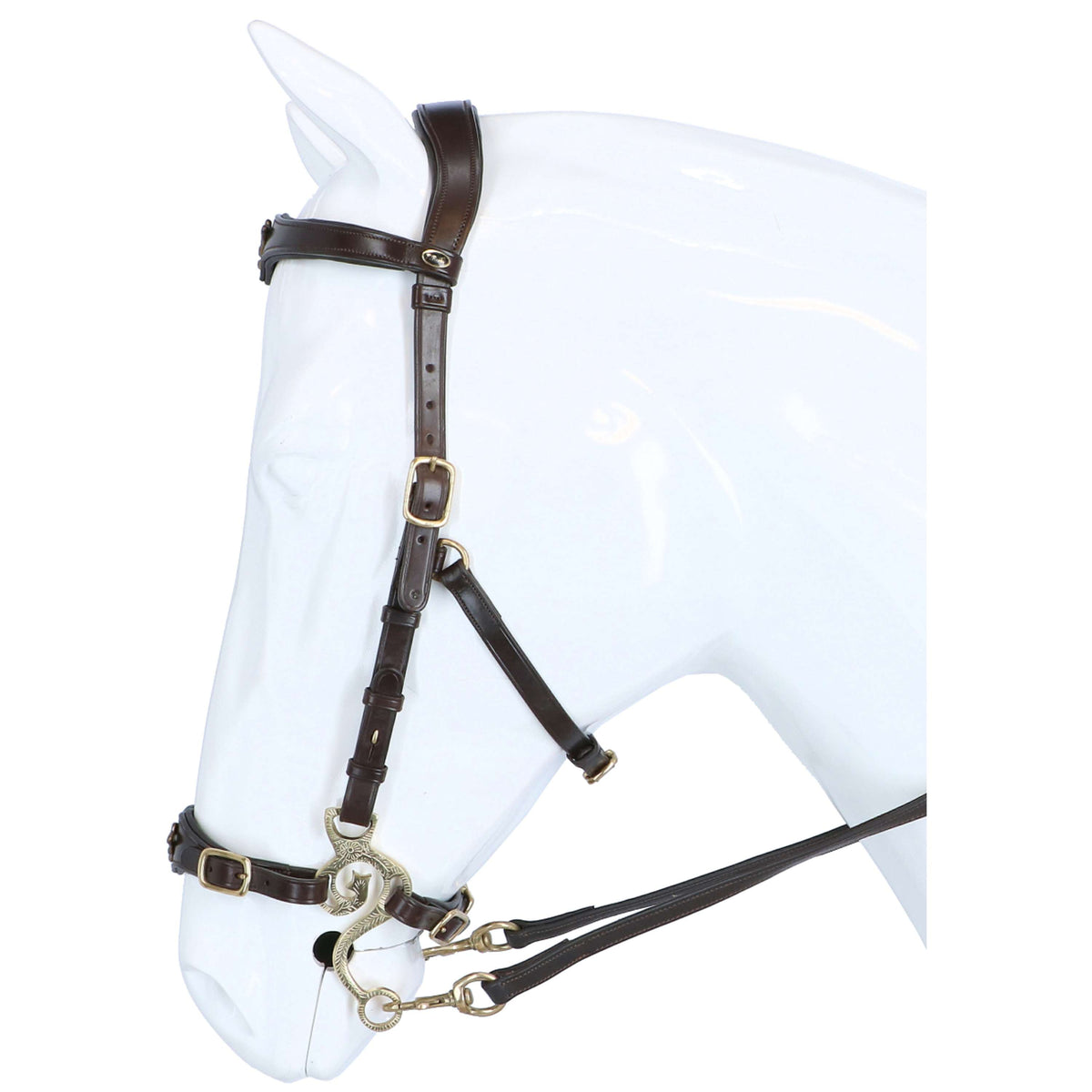 F.R.A. Hackamore Hoofdstel Imperial Softleder Teugels Havana