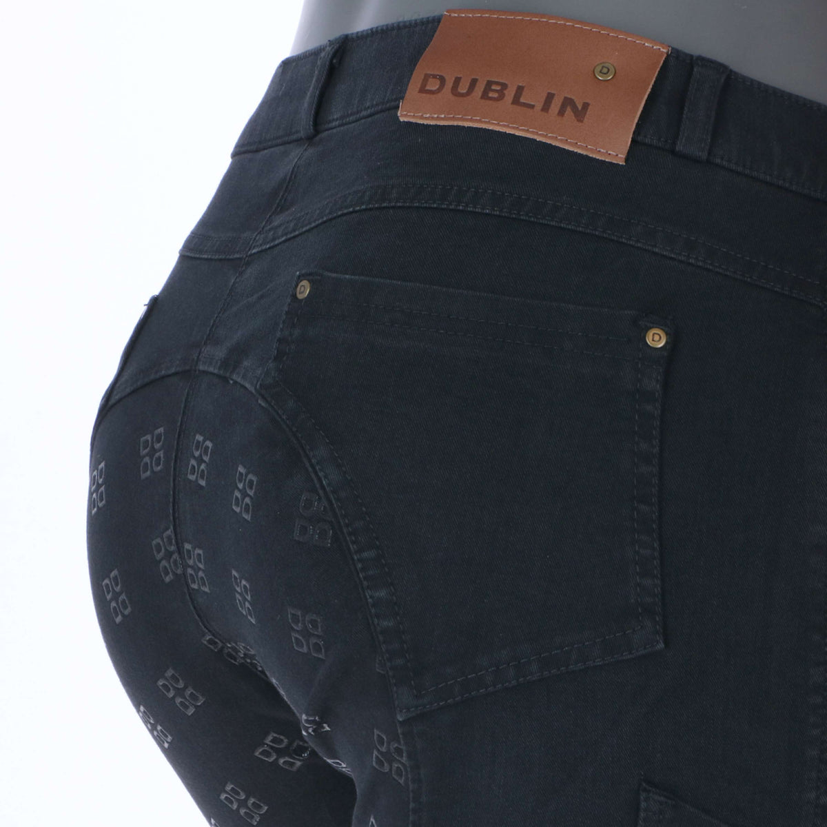 Dublin Rijbroek Shona Full Grip Denim Print Siliconen Ash