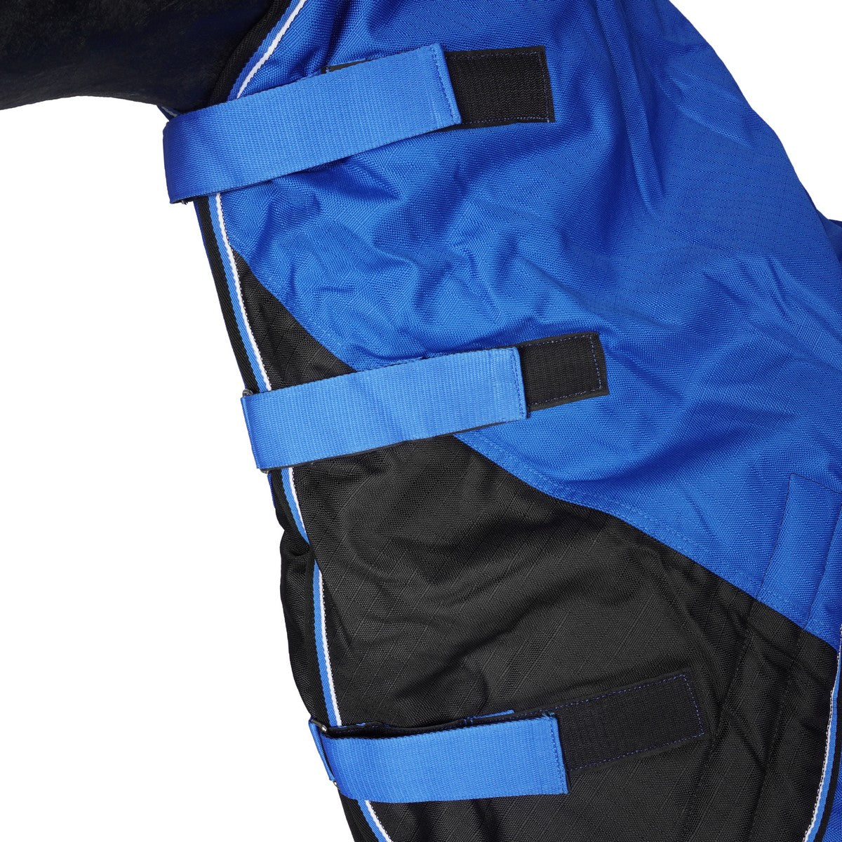 EQUITHÈME Outdoordeken Tyrex 1200D Aisance 300g met Hals Blauw/Zwart