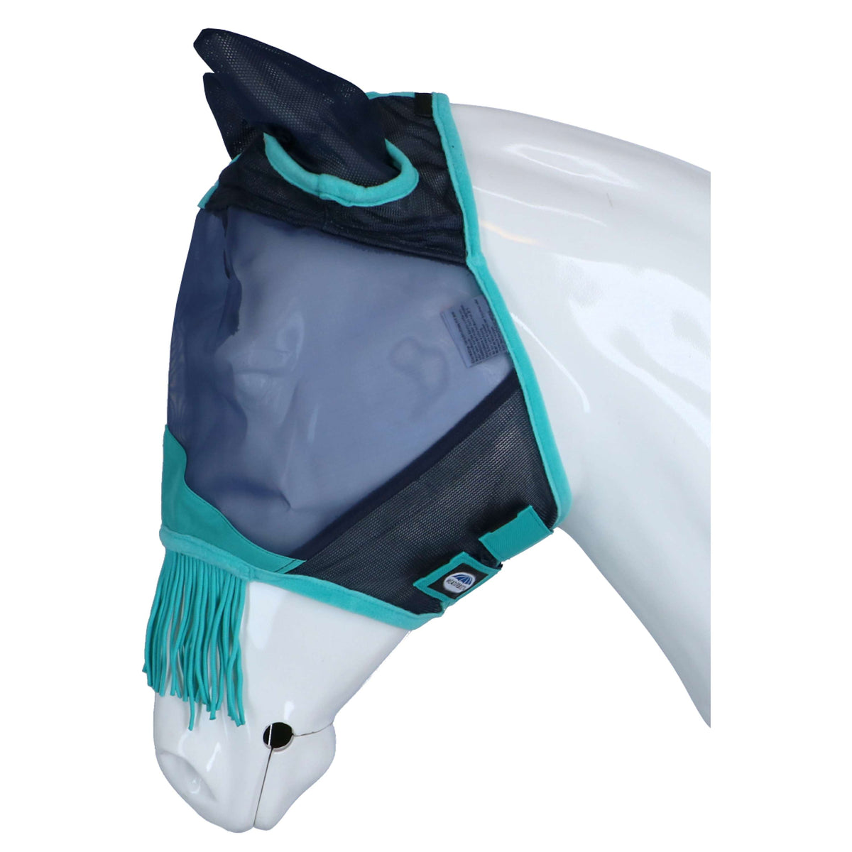 Weatherbeeta Vliegenmasker Comfitec Deluxe Fine Mesh met Oren en Franjes Navy/Turquoise