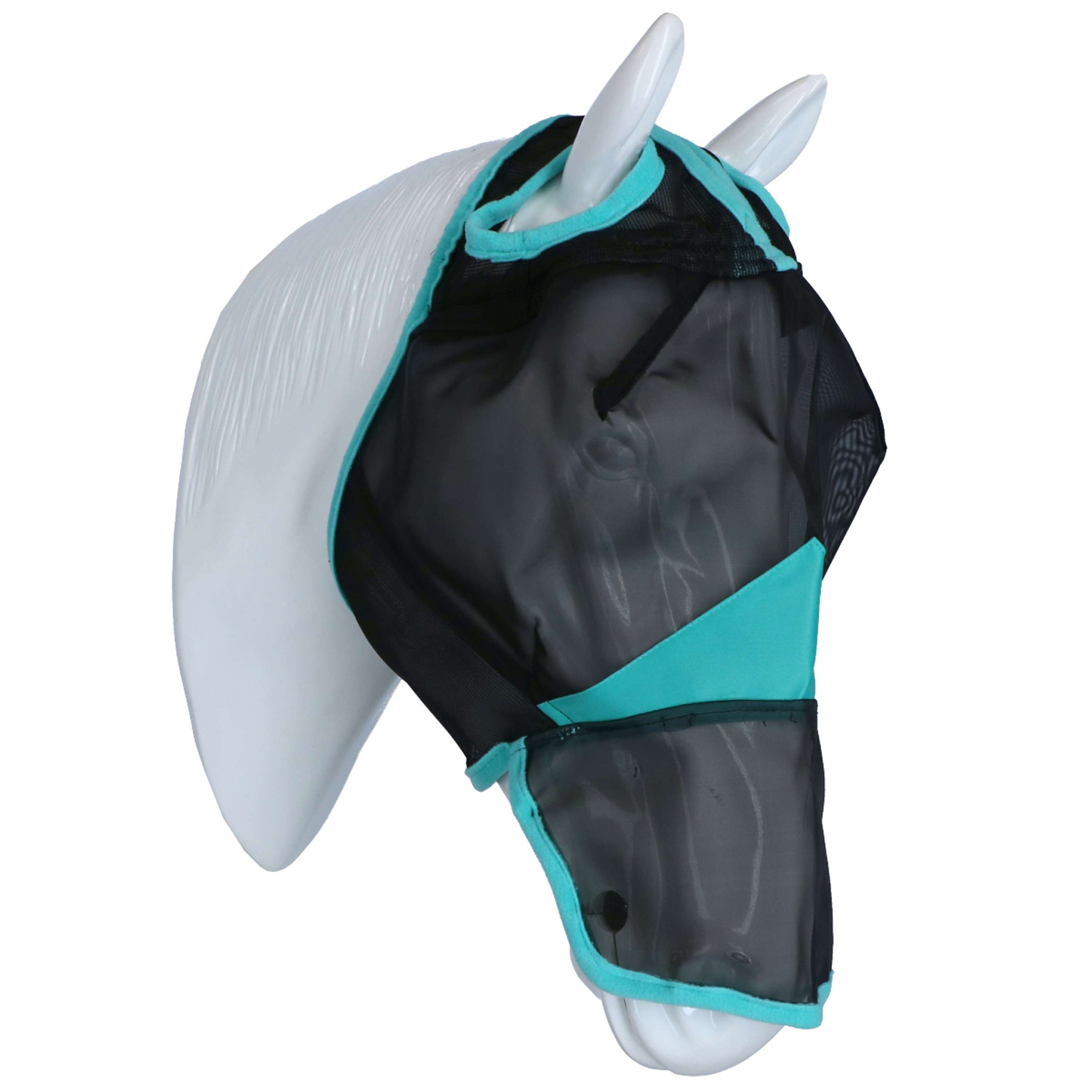 Weatherbeeta Vliegenmasker Comfitec Deluxe Fine Mesh met Neus Zwart/Turquoise