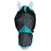 Weatherbeeta Vliegenmasker Comfitec Deluxe Fine Mesh met Neus Zwart/Turquoise