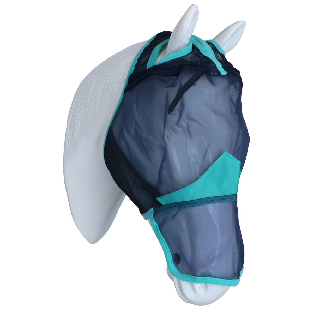 Weatherbeeta Vliegenmasker Comfitec Deluxe Fine Mesh met Neus Navy/Turquoise