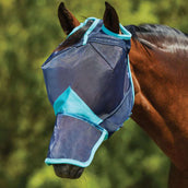 Weatherbeeta Vliegenmasker Comfitec Deluxe Fine Mesh met Neus Navy/Turquoise