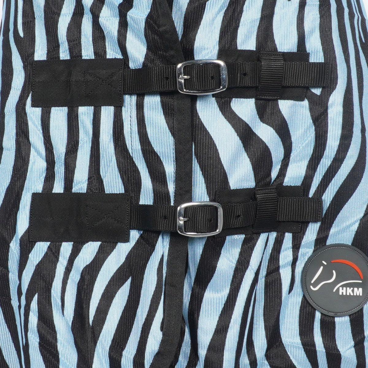 HKM Vliegendeken Zebra met Hals Aqua/Zwart