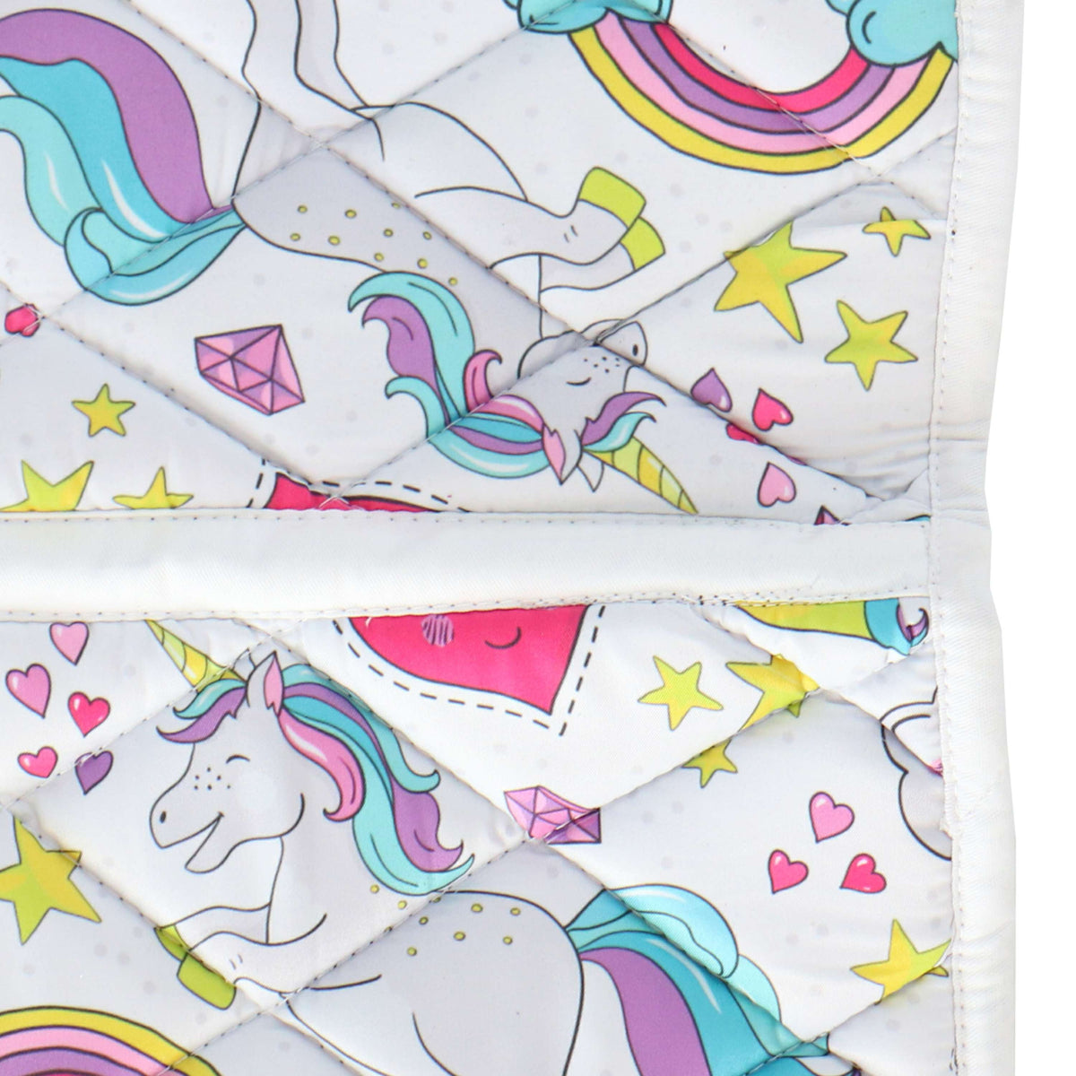 HB Zadeldekje Unicorn Cartoon Wit Print