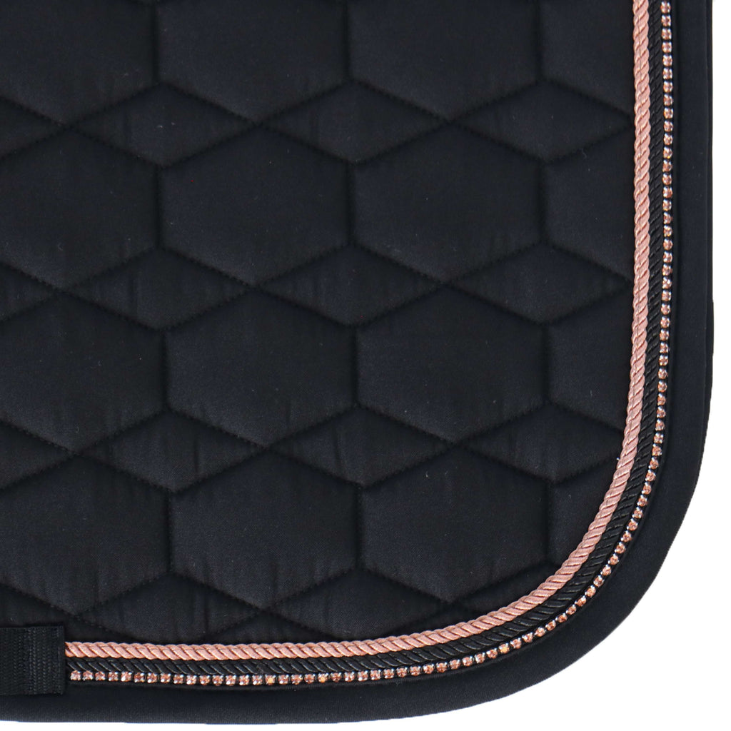 HKM Zadeldekje Rosegold Glamour Dressuur Zwart/Rosegoud